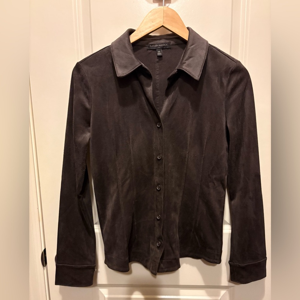 Banana Republic Chocolate Brown Brown Vegan Suede Shirt Jacket